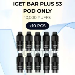 10 pcs iget bar plus s3 pod only 10000 puffs