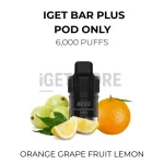 IGET Bar Plus Pods Orange Grape Fruit Lemon 6000 Puffs