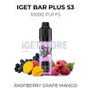 Iget bar plus s3 10000 puffs raspberry grape mango