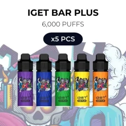 5 pcs iget bar plus 6000 puffs