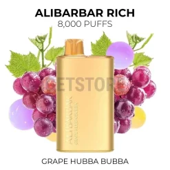 Alibarbar rich 8000 puffs grape hubba bubba