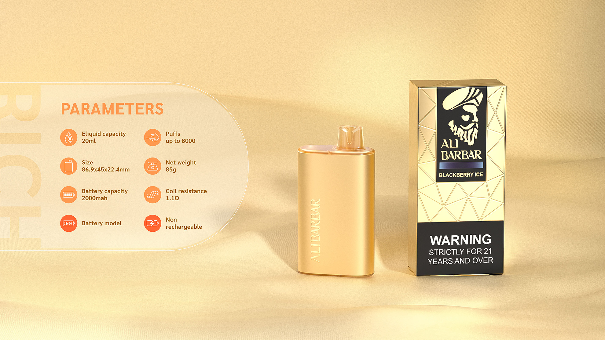 Alibarbar rich 8k puffs vape