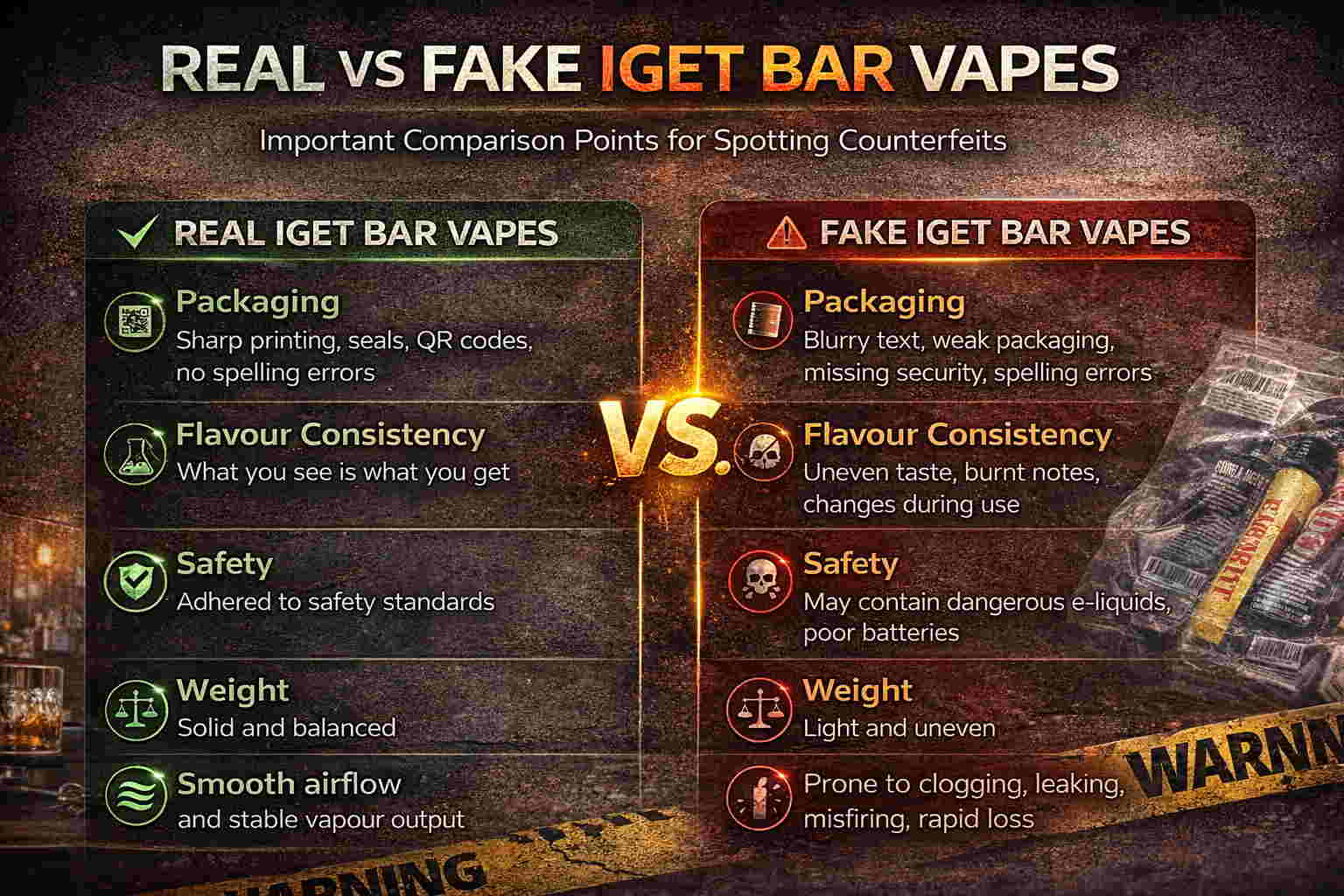Comparing Genuine And Fake IGET BAR
