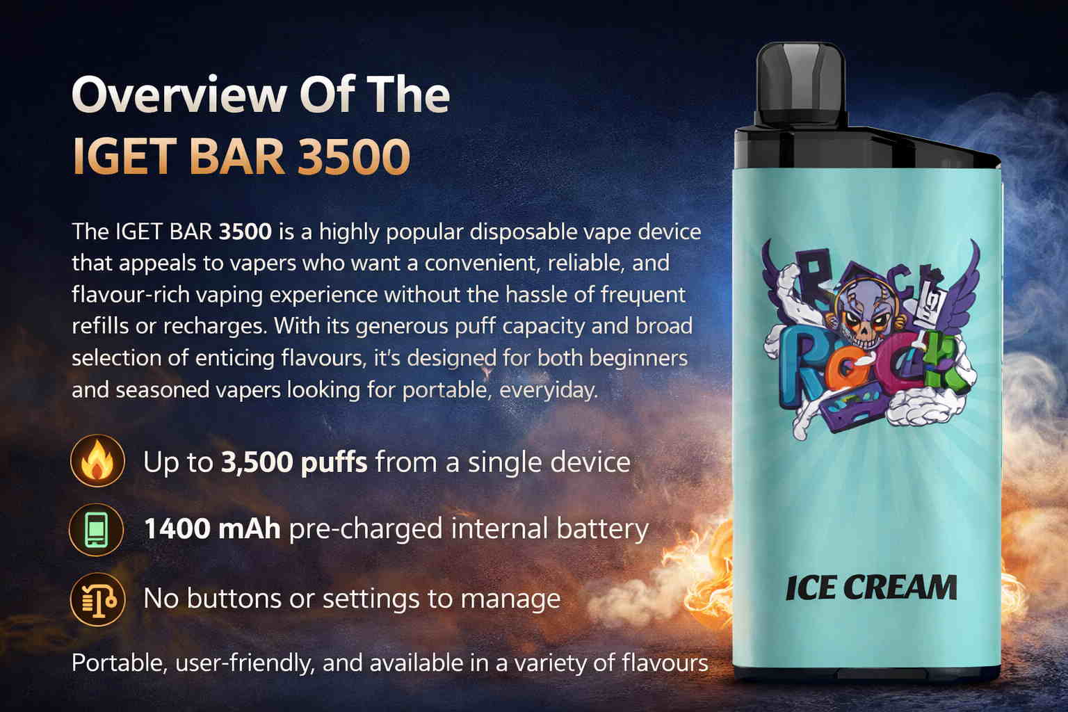 Overview Of The IGET Bar 3500 Puffs