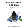 Iget bar plus s3 pod only blueberry mint 10,000 puffs