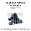 Iget bar plus s3 pod only blueberry raspberry bubble gum10,000 puffs