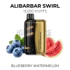 Alibarbar Swirl Blueberry Watermelon 13000 Puffs disposable vape beside blueberries and watermelon slices
