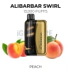 Alibarbar Swirl Peach 13000 Puffs disposable vape beside ripe peaches