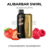 Alibarbar Swirl Strawberry Raspberry 13000 Puffs disposable vape beside strawberries and raspberries
