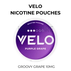VELO Groovy Grape 10mg slim nicotine pouch can in deep purple
