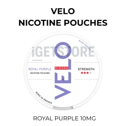 VELO Royal Purple 10mg strong slim nicotine pouch can in white