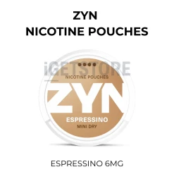 ZYN Espressino Mini Dry 6mg nicotine pouch can in coffee brown