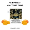 ALIBARBAR Mango Nicotine Tabs 4mg pack beside ripe mango and mango slices