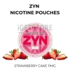 ZYN Strawberry Cake 11mg slim nicotine pouches can with fresh strawberries